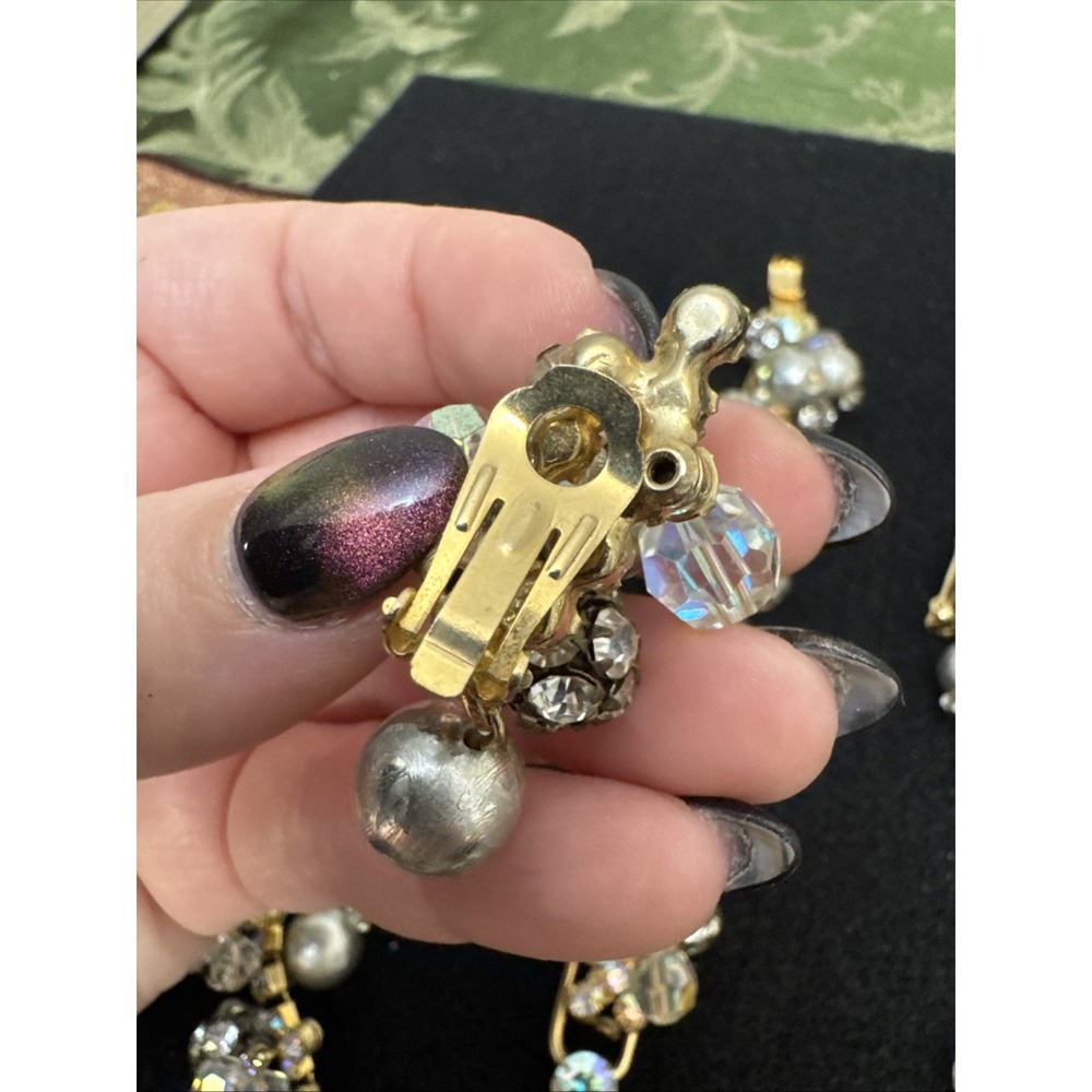Decadent Juliana D&E Faux Pearl Iridescent Rhinestone 3 Piece Parure Set AB Rare - Picture 13 of 16